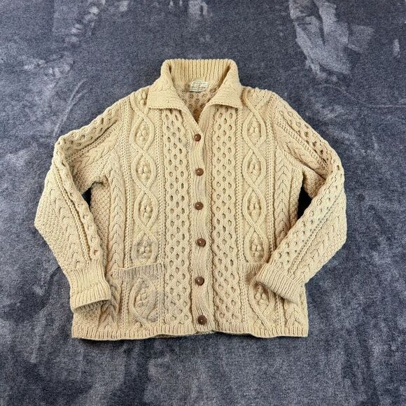 Abercrombie & Fitch Sweaters - Vtg 60's 70's Abercrombie & Fitch Virgin Wool Cable Knit Cardigan Ireland M/L
